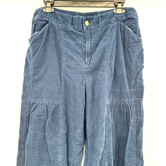 Soft Surroundings size Medium blue 100% cotton corduroy loose fit pants - Picture 3 of 4